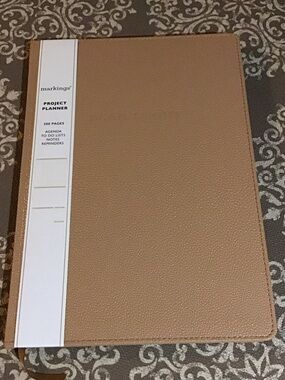 PRICE⬇️Undated Project Planner-Tan Faux Pebbled Leather Hard Cover